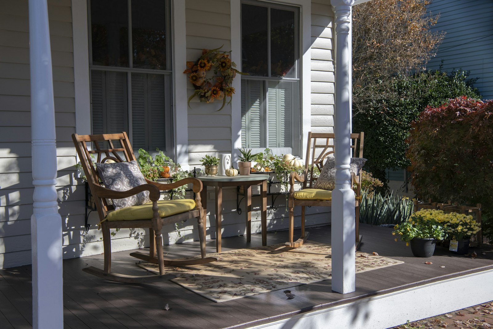 A welcoming porch of a residential home